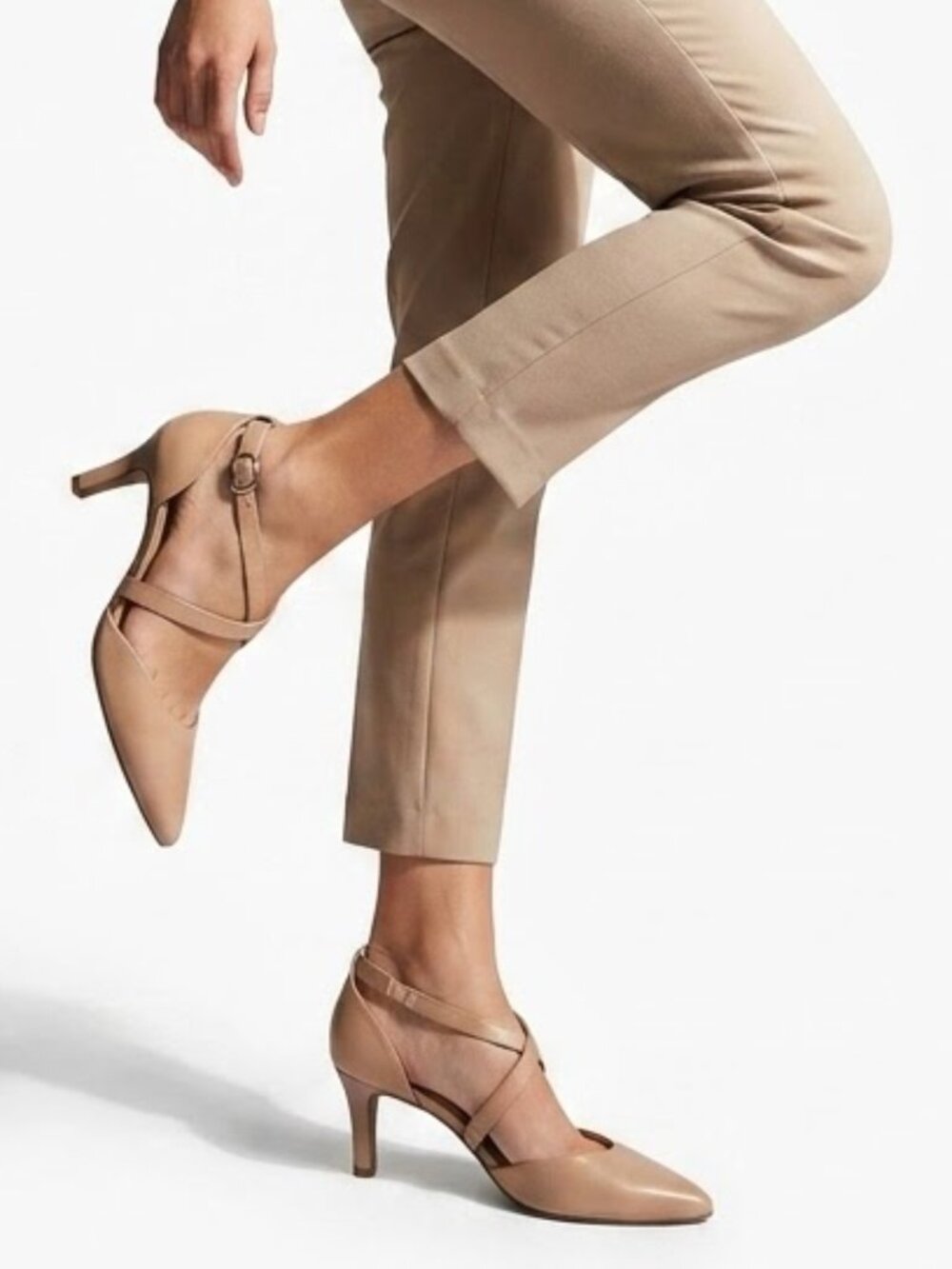 ALEX MARIE Nude Pointed Toe Strappy D'Orsay Kitten Heels 9